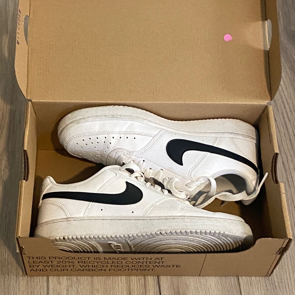 Nike White Sneakers with Black Swoosh